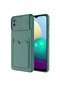 Kilifone - Samsung Uyumlu Galaxy A02 - Kılıf Slayt Sürgülü Kart Bölmeli Kartix Kapak - Koyu Yeşil