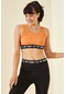 Tommy Life Oranj Yazı Şeritli Standart Kalıp U Yaka Kadın Spor Büstiyer - 97113 Turuncu