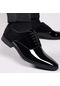 Siyah 38-49 Büyük Beden Erkek Resmi İş Deri Ayakkabı Hafif Ve Üst Düzey Trend Erkek Tek Ayakkabı Düşük Kesim İngiliz Sivri Düğün Damat Ayakkabısı