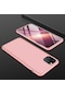 Noktaks - iPhone Uyumlu 11 Pro Max - Kılıf 3 Parçalı Parmak İzi Yapmayan Sert Ays Kapak - Rose Gold