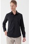 Siyah Uzun Kollu Desenli Armürlü Sert Yaka Cepsiz Klasik Slim Fit Dar Kesim Gömlek 1004235107 Siyah