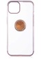 Noktaks - iPhone Uyumlu 13 - Kılıf Yüzüklü Kenarları Renkli Arkası Şeffaf Gess Silikon - Gold