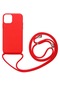 Noktaks - İphone Uyumlu İphone 12 Mini - Kılıf Renkli İp Askılı Koruyucu Ropi Kapak - Kırmızı