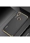 Mutcase - Xiaomi Uyumlu Redmi Note 7 - Kılıf Dört Köşesi Renkli Arkası Şefaf Lazer Silikon Kapak - Gold