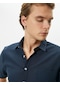 Koton Kısa Kollu Gömlek Slim Fit Klasik Yaka Düğmeli Cep Detaylı Lacivert 4sam60033hw