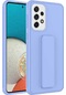Noktaks - Samsung Galaxy A72 Uyumlu - Kılıf Mat Koruyucu El Tutacaklı Stand Olabilen Qstand Kapak - Lila