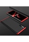 Tecno - Samsung Galaxy Uyumlu Note 10 - Kılıf 3 Parçalı Parmak İzi Yapmayan Sert Ays Kapak - Siyah-kırmızı