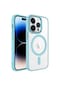 Ekılıf - İphone 14 Pro Uyumlu Kılıf Wireless Şarj Özellikli Krom Magsafe Silikon Kapak - Yeşil