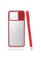 Tecno - Oppo A73 - Kılıf Slayt Sürgülü Arkası Buzlu Lensi Kapak - Kırmızı