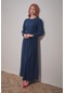 Fullamoda Fullamodest Bürümcük Kumaş Kuşaklı Elbise- Lacivert 24YGB1796201999-Lacivert