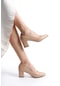 Kadın Camila Ten Cilt 6 Cm Kalın Topuklu Hafif Sivri Burunlu Klasık Ayakkabı-ten Cilt