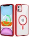 Ekılıf - İphone Uyumlu 11 Uyumlu - Kılıf Magsafe Wireless Şarj Özellikli Silikon Ege Kapak - Kırmızı