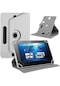 Vorcom Ultimate Uyumlu 10" Dönerli Standlı Deri Tablet Kılıfı - Beyaz