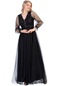 Kadın Siyah Pul İşlemeli Eteği Tüllü Uzun Abiye Elbise-19360-siyah
