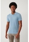 Avva Erkek Açık Mavi Polo Yaka Dokulu Basic Triko T-Shirt B005009