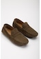 Hakiki Deri Nubuk Rok Kolej Model Haki Erkek Günlük Loafer Ayakkabı-3041-Haki
