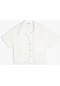 Koton Crop Kısa Kollu Gömlek Rahat Kalıp Beyaz 4sal60002ıw