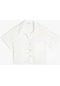 Koton Crop Kısa Kollu Gömlek Rahat Kalıp Beyaz 4sal60002ıw