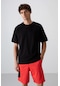 Tommy Life Siyah Pamuklu Kalın Yumuşak Dokulu Oversize Fit Basic Erkek T-shirt - 88349 Siyah