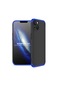 Noktaks - iPhone Uyumlu 13 Mini - Kılıf 3 Parçalı Parmak İzi Yapmayan Sert Ays Kapak - Siyah-mavi