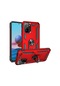 Kilifolsun Xiaomi Uyumlu Redmi Note 10s Kılıf Yüzüklü Çift Katman Zırh Tank Vega Kapak Kırmızı