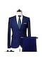 Ikkb Erkek Business Casual İki Düğmeli Takım Elbise İki Parçalı Takım Lacivert