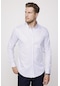 Tudors Slim Fit Uzun Kol Baskılı Yaka Biyeli Beyaz Gömlek-27738-beyaz