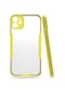 Mutcase - İphone Uyumlu İphone 11 - Kılıf Kenarı Renkli Arkası Şeffaf Parfe Kapak - Sarı