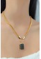 Çlk Accessories Renkli Kare Taş Kolye Trkolye50008 - Siyah