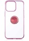 iPhone Uyumlu 13 Pro Kılıf Lopard Kılıf Dört Köşe Lazer Renkli Yüzüklü Şeffaf Silikon Gess - Rose Gold
