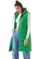 Kadın Yeşil Kapşonlu Uzun Şişme Yelek-24070-yeşil