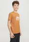 Jack & Jones Kisa Kollu Gögüs Logo Baskili Tisört - Çocuk 12254186 Tangerine