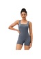 Spor Sıkı Kalça Kaldırma Yoga Bodysuit Gri - Mavi