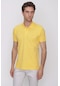 Erkek Sarı Basic Düz Pamuk Slim Fit Dar Kesim Kısa Kollu Polo Yaka Tişört
