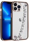 iPhone Uyumlu 12 Pro Kılıf Taş Süslemeli Kamera Korumalı El Tutamaçlı Lopard Blazer Kapak - Siyah