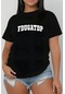 Fdugatdp Baskılı Unisex Oversize Tshirt Siyah