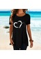 Siyah Bayan Büyük Beden Yaz Tunik Üstleri Kısa Kollu T-shirt Bayan Düğme Bluz Tee