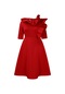 İkkb Yeni Moda Fırfırlı Kadın Büyük Beden Elbise Kırmızı