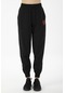 Maraton Sportswear Comfort Kadın Bol Dönüşlü Paça Basic Siyah Pantolon 20755-siyah
