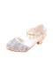 Ikkb Fashion Rhinestone Fiyonklu Kız Çocuk Yüksek Topuklu Ayakkabı Gümüş