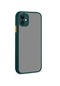Mutcase - İphone Uyumlu İphone 11 - Kılıf Arkası Buzlu Renkli Düğmeli Hux Kapak - Koyu Yeşil