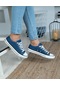 Bağcıklı Unisex Kısa Keten Ayakkabı-mavi-128 Mavi