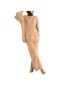 Kadın Camel Taşlı Triko Pantolon Tunik Takım-31262 - Kadın