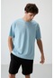 Tommy Life Açık Mavi Pamuklu Kalın Yüzeyi Dokulu Oversize Fit Baskılı Erkek T-shirt - 88364 Açik Mavi
