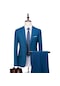 Ikkb Erkek Business Casual İki Düğmeli Takım İki Parçalı Takım Mavi
