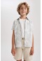 Defacto Erkek Çocuk Desenli Keten Görünümlü Kısa Kollu Gömlek X7500A623HSGR294