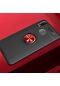Kilifolsun Huawei Uyumlu Y7 Prime 2019 / Y7 2019 Kılıf Yüzüklü Auto Focus Ravel Karbon Silikon Kapak Siyah-kırmızı