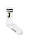 Jack & Jones Logolu Ve Çizgili Tekli Çorap - Single 12250749 White