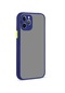 Noktaks - iPhone Uyumlu 12 Pro Max - Kılıf Arkası Buzlu Renkli Düğmeli Hux Kapak - Lacivert