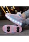 Snapbuy Led İşıklı Şarjlı, 4 Tekerlekli Çocuk Paten Ayakkabı, Gizli Tekerlekli Spor Ayakkabı Mavi - Pembe